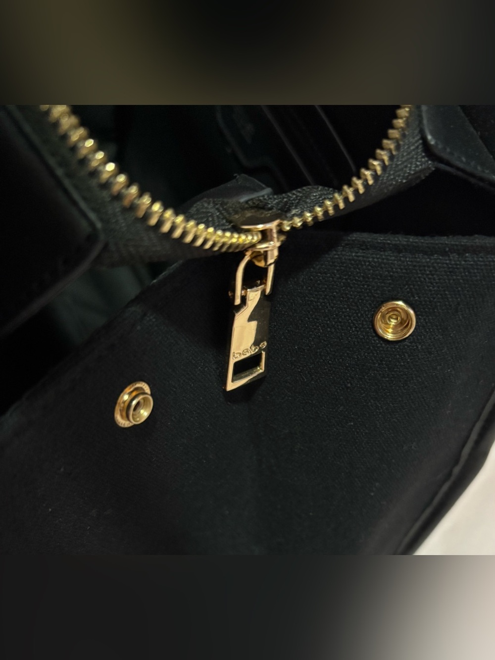 bebe Black Tote with White and Black Logo Straps - Picture 5 of 5